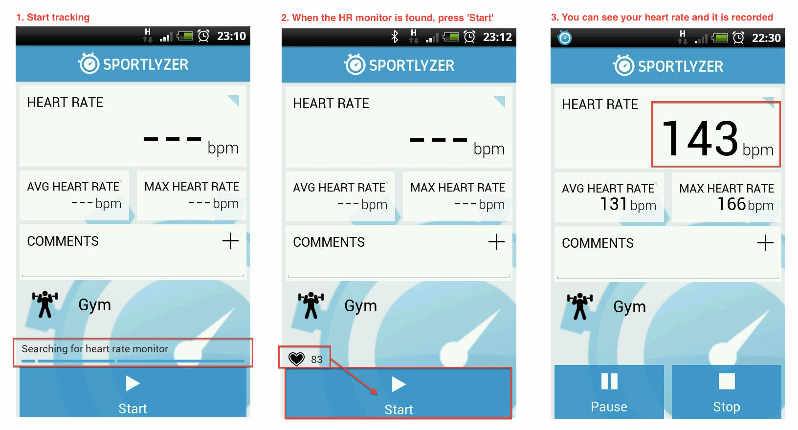 ... your Zephyr HxM heart rate monitor to your Sportlyzer Android app