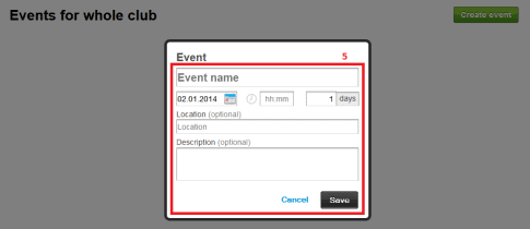 Events calendar - enter data