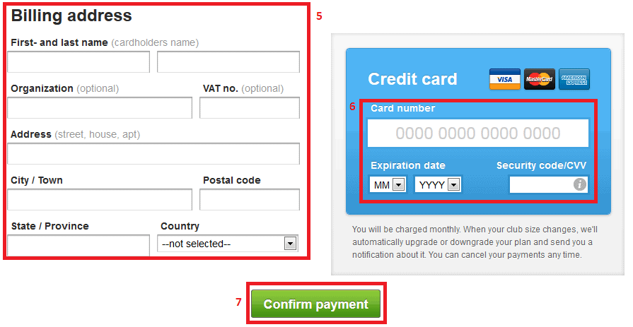 Billing information. Billing address (платежный адрес). Credit Card number. Платёжный адрес что это. Expiration Date credit Card.
