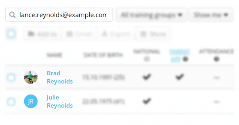 Sportlyzer advanced search (search by parents contacts)